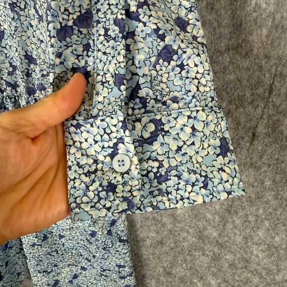 Tuckernuck Blue Hydrangea Floral Hayes Mini Shirt Dress Women Small Pockets - Picture 4 of 11